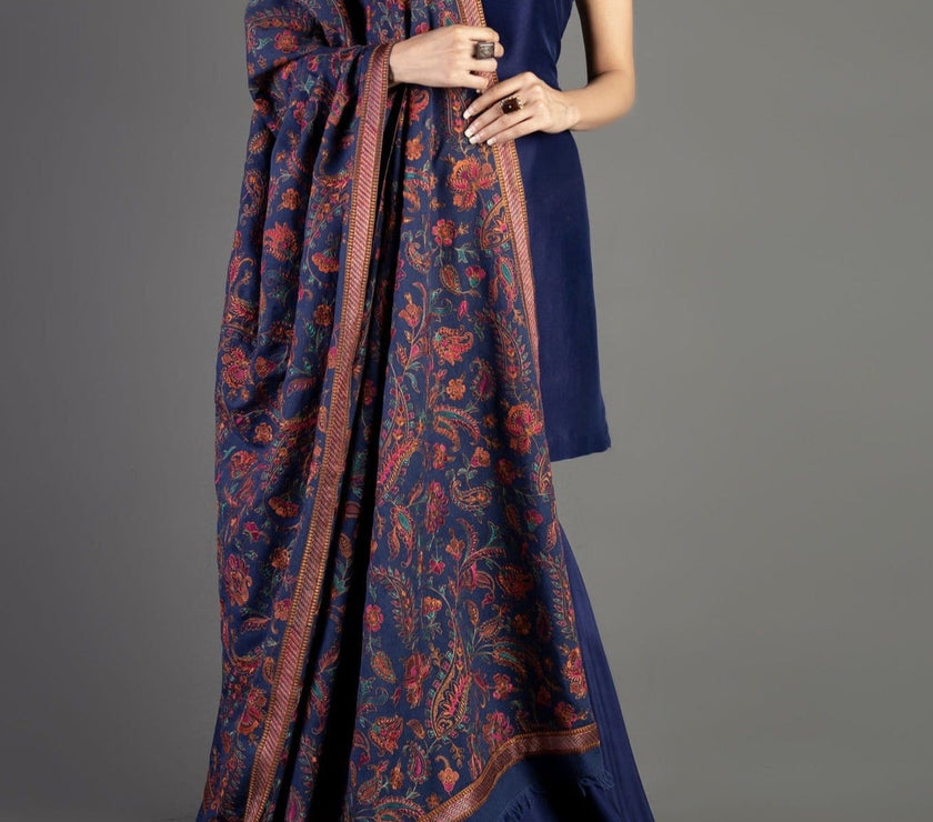 Sarinnah D17-Formal heavy Embroidered Karandi Shawl