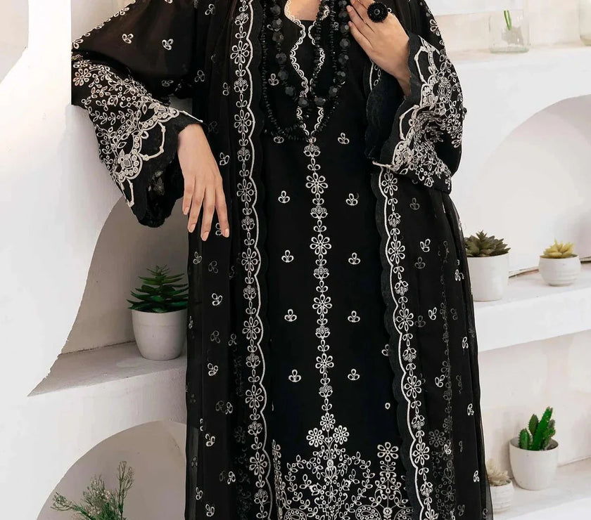 Grace S745- Embroidered 3pc lawn dress with Embroidered chiffon dupatta.