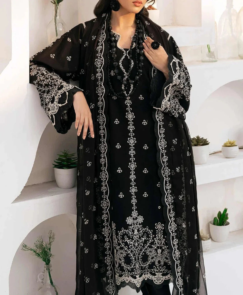 Grace S745- Embroidered 3pc lawn dress with Embroidered chiffon dupatta.