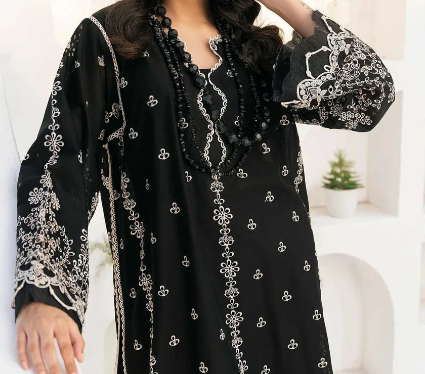 Grace S745- Embroidered 3pc lawn dress with Embroidered chiffon dupatta.