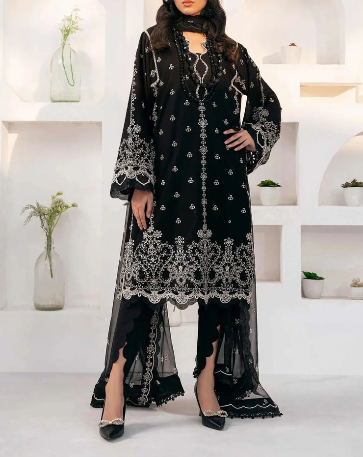 Grace S745- Embroidered 3pc lawn dress with Embroidered chiffon dupatta.