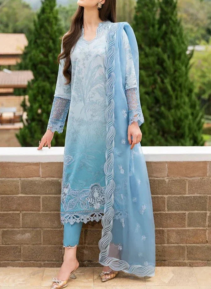 Grace S737-Digital Printed 3pc Lawn dress with Embroidered Organza dupatta.