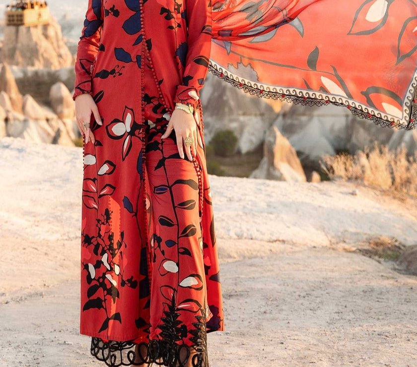 Grace S642-Printed 3pc Lawn dress with Printed silk dupatta.