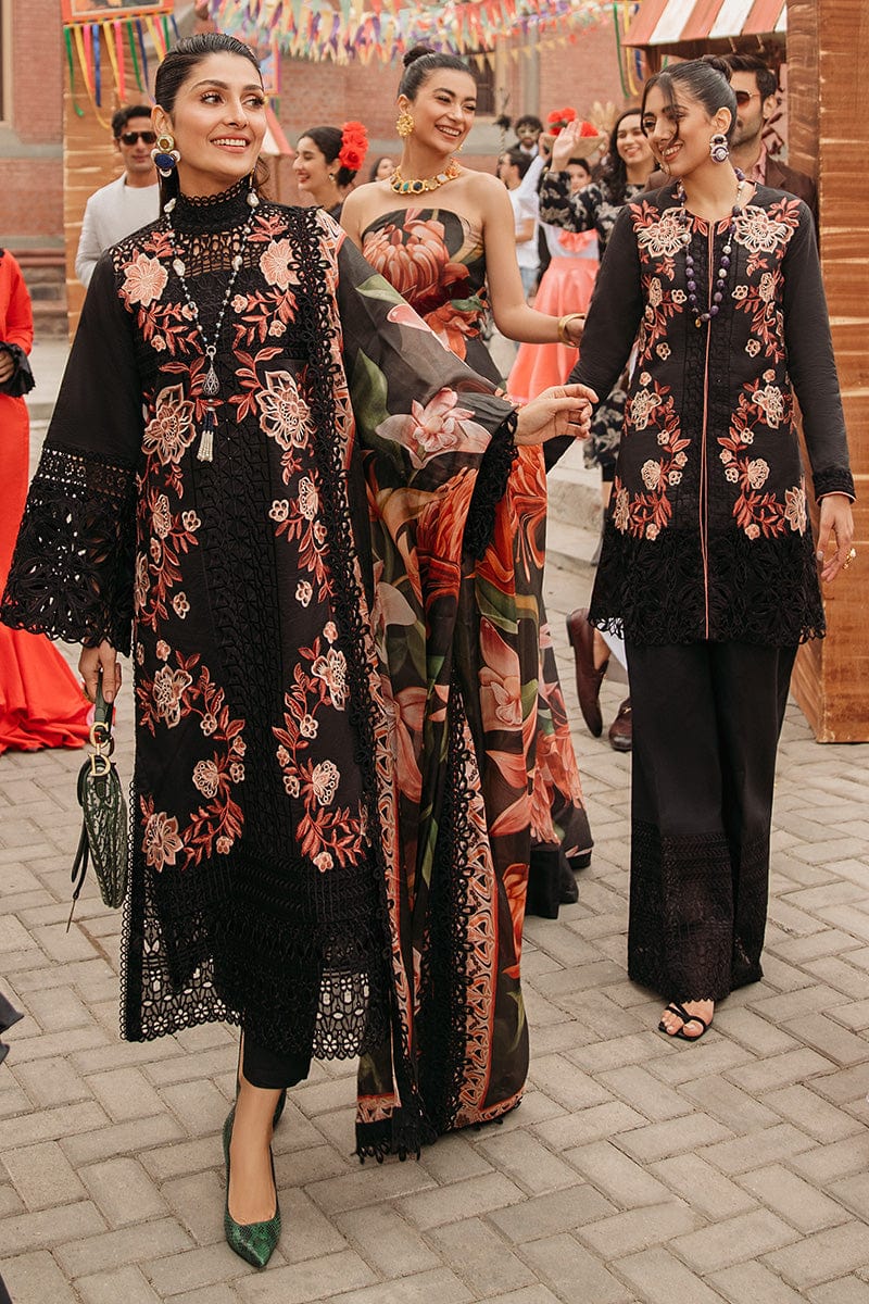 Grace S94- Heavy Shifli Embroidered 3pc lawn dress with Digital printed Silk Dupatta.