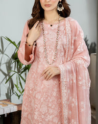 Grace S729-Embroidered 3pc Lawn dress with Embroidered chiffon dupatta.