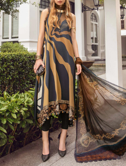 Grace S628-Printed 3pc Lawn dress with Printed silk dupatta.