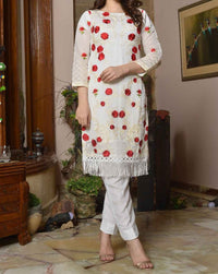 Minha d08-1Pc Embroidered Cotton Net Shirt