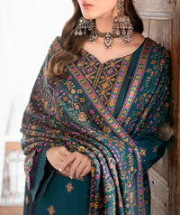 Grace W531-Embroidered 3pc marina dress with Embroidered Marina shawl.