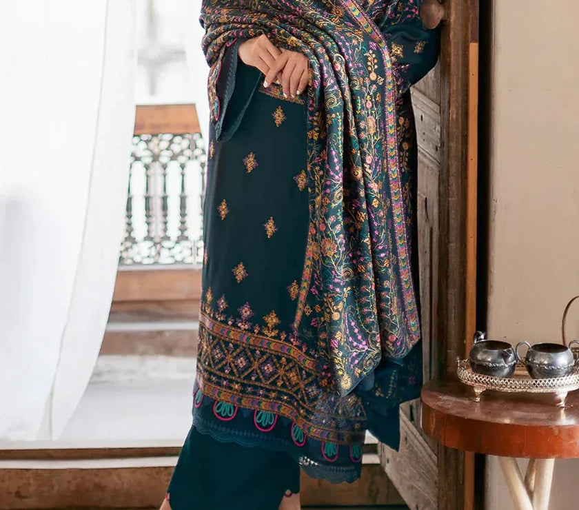 Grace W531-Embroidered 3pc marina dress with Embroidered Marina shawl.