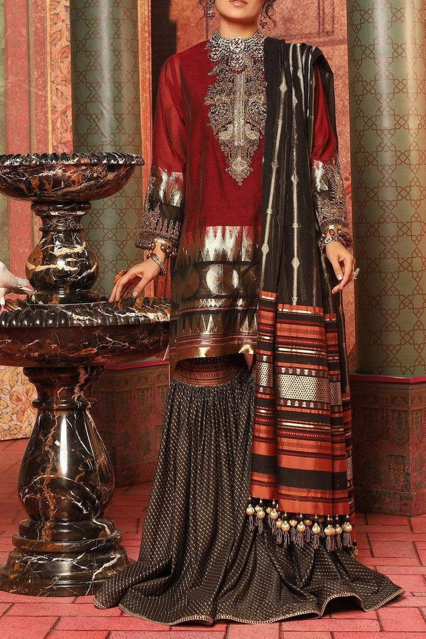 Grace S253-Embroidered 3pc lawn dress with printed chiffon dupatta.