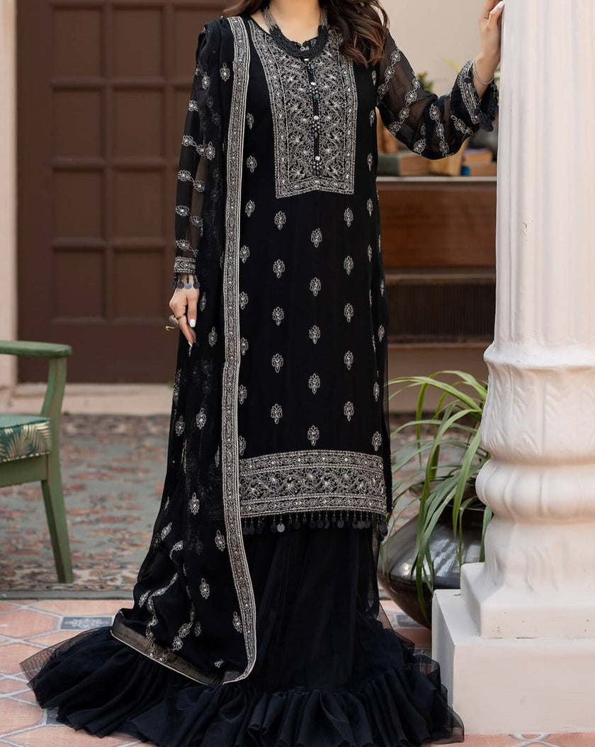 Grace S715-Embroidered 3pc lawn dress with Embroidered chiffon dupatta.