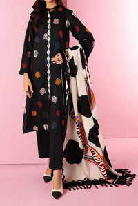 Grace W123 -Embroidered 3pc marina dress with printed shawl.