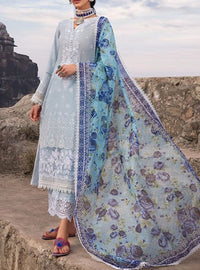 Grace S504-Embroidered 3pc lawn chickan dress with printed cotton net dupatta.