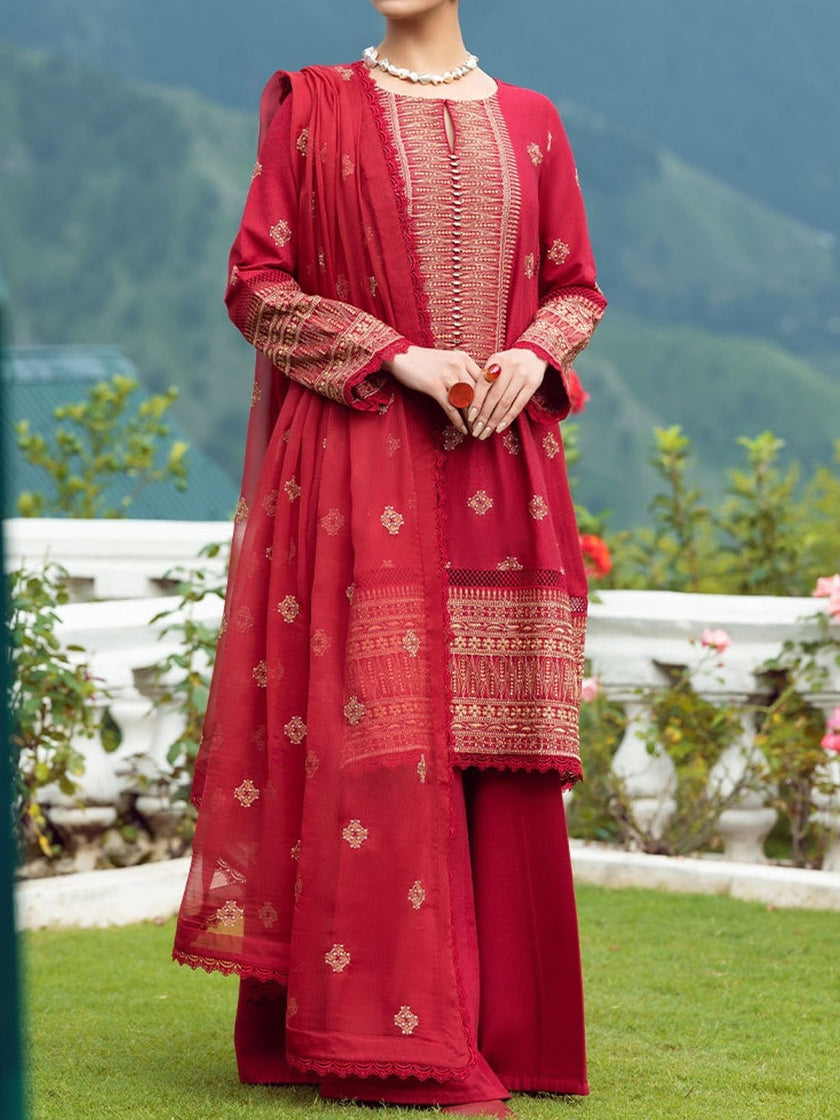 Grace W115 -Embroidered 3pc marina dress with embroidered chiffon dupatta