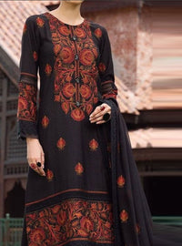 Grace W86 - Embroidered 3pc linen dress with embroidered chiffon dupatta.