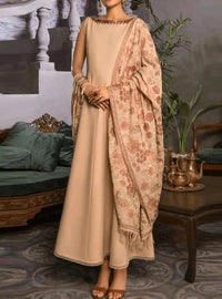 Sarinnah D77-Embroidered Karandi Beige Shawl