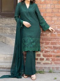 Grace W213-Embroidered 3pc marina dress with dyed marina shawl.