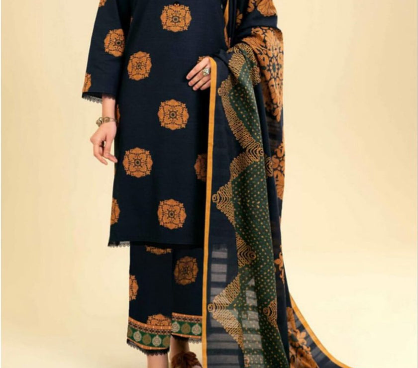 Grace W222-Printed 3pc khaddar dress With Printed khaddar shwal.