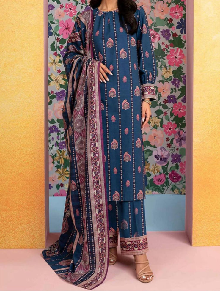 Grace W224-Printed 3pc khaddar dress With Printed khaddar shwal.