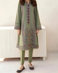 Grace W342- Embroidered 2pc Linen dress