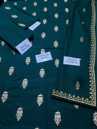 Grace W344-Embroidered 3pc Marina dress with Printed Marina dupatta.