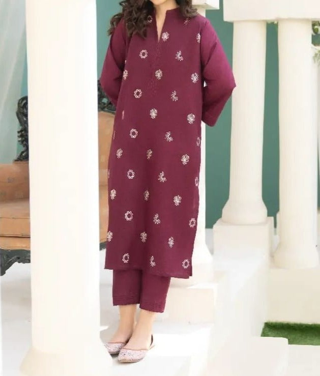 Grace W343-Embroidered 2pc khaddar dress