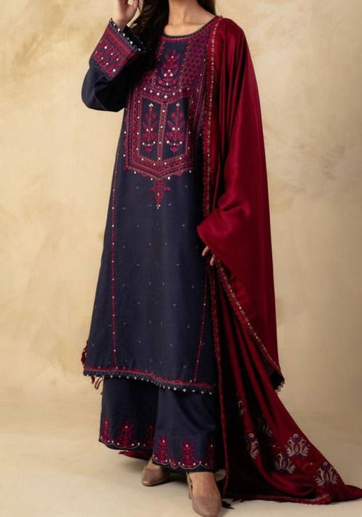 Grace W381-Embroidered 3pc Marina dress with Embroidered Marina shawl.