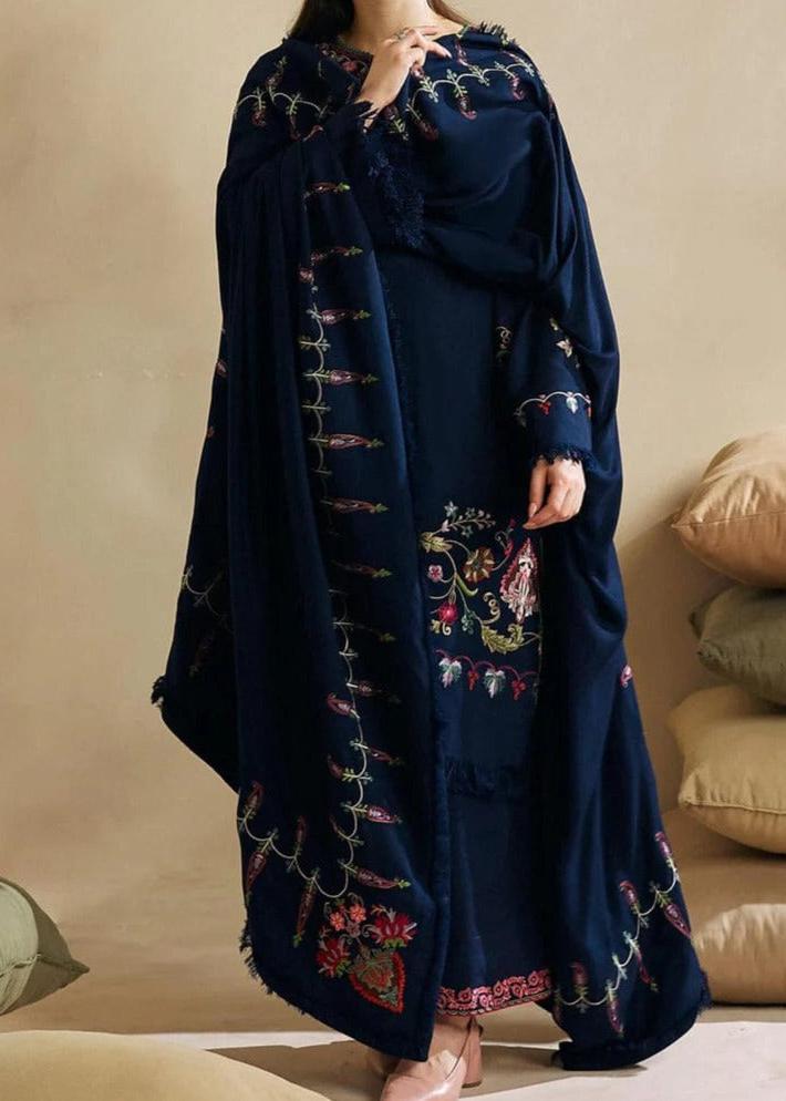 Grace W525- Embroidered 3pc marina dress with Embroidered marina Shawl.