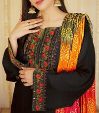 Grace W398- Embroidered 3pc marina dress with Printed silk dupatta .