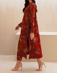 Grace W399-Printed 3pc karandi dress with Printed karandi shawl.