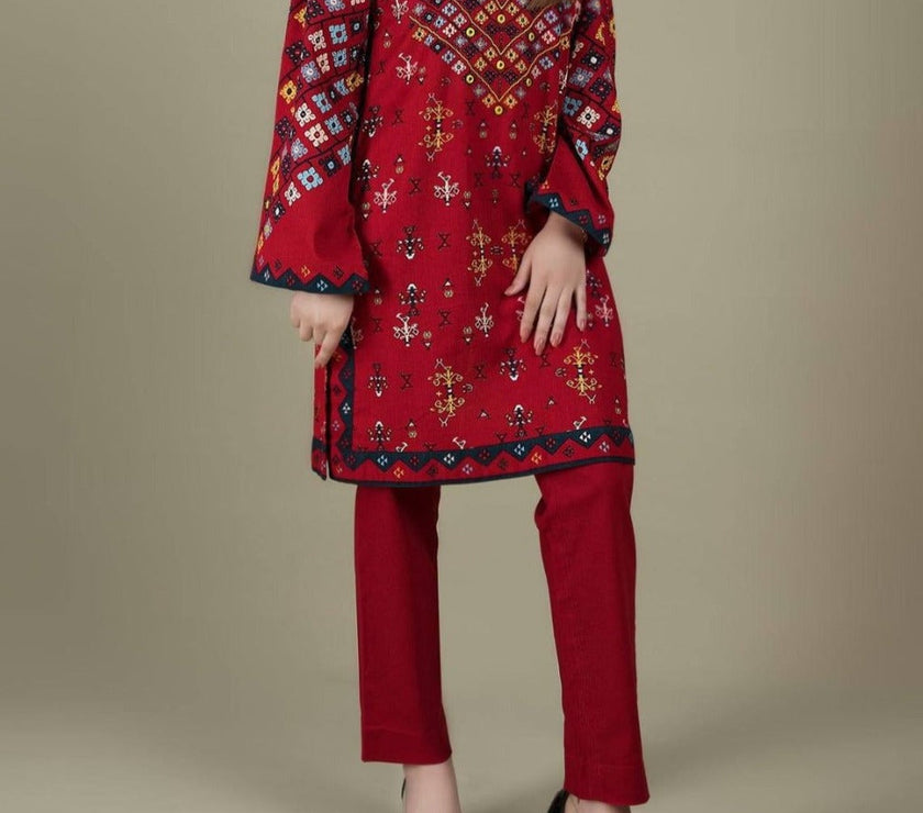 Grace W429-Embroidered 2pc khaddar dress