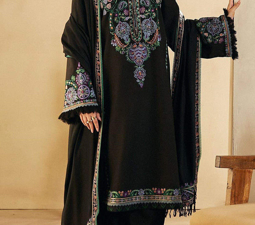 Grace W439- Embroidered 3pc marina dress with Embroidered marina shawl.