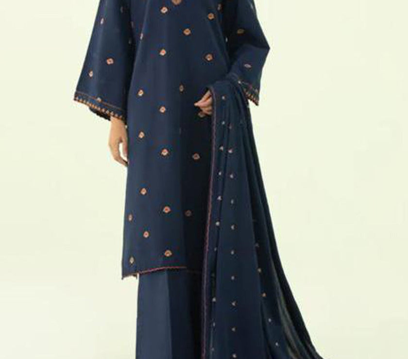 Grace W440- Embroidered 3pc marina dress with Embroidered marina shawl.