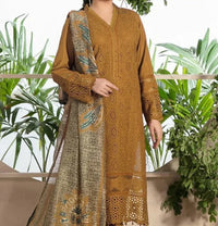 Grace S647-Embroidered 3PC Chickan Lawn with Printed munar dupatta.