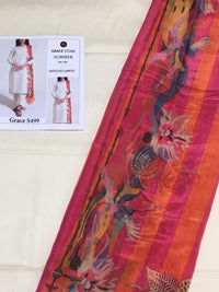 Grace S499-Dyed 3pc lawn dress with printed silk dupatta.