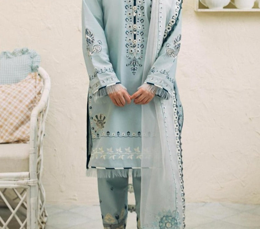 Grace S564-Embroidered 3pc Lawn dress with Embroidered Organza dupatta.