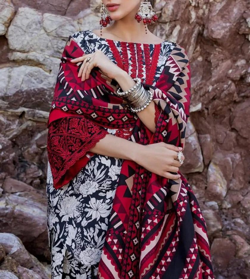 Grace S611-Printed 3pc Lawn dress with Printed lawn dupatta.