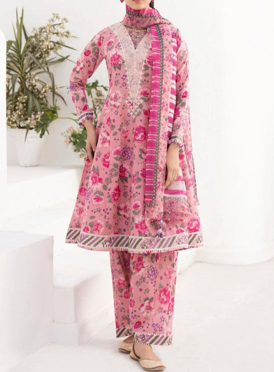 Grace S612-Printed 3pc Lawn dress with Printed lawn dupatta.