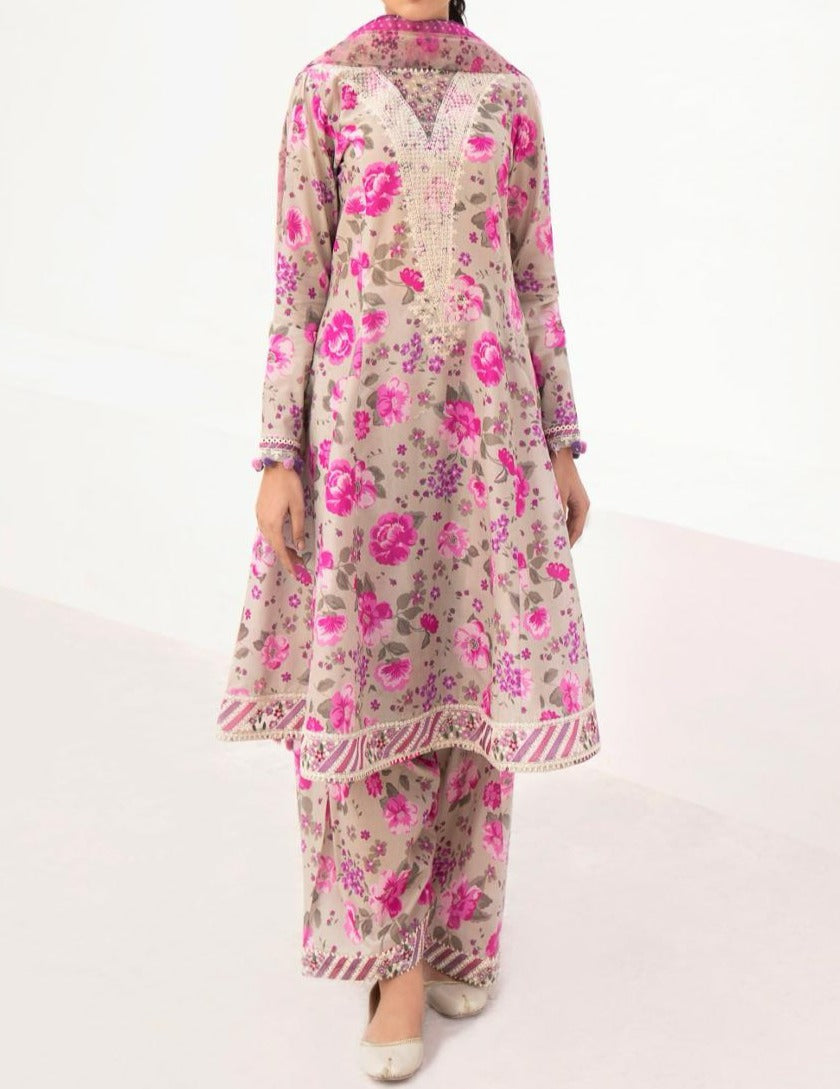 Grace S613-Printed 3pc Lawn dress with Printed lawn dupatta.