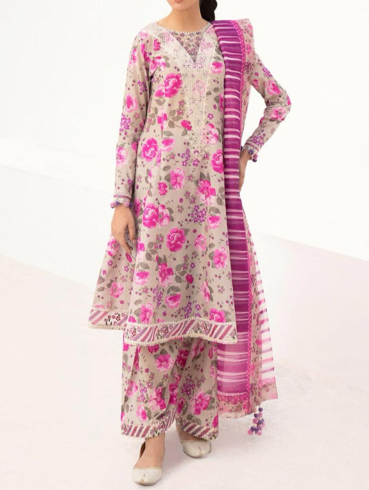 Grace S613-Printed 3pc Lawn dress with Printed lawn dupatta.