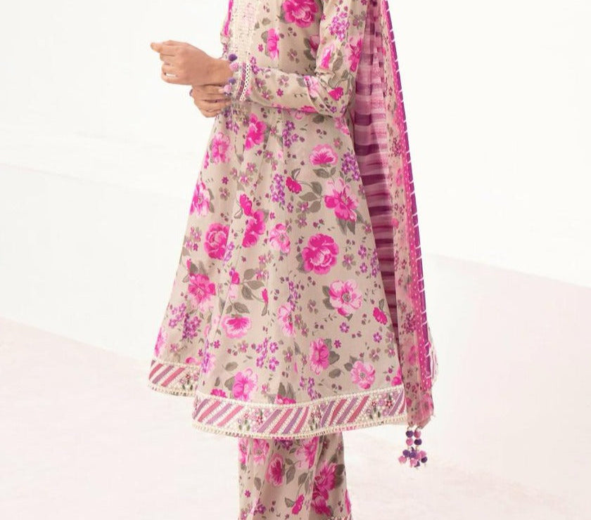 Grace S613-Printed 3pc Lawn dress with Printed lawn dupatta.