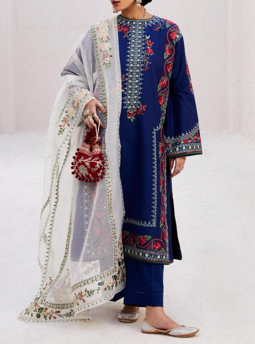 Grace S639-Embroidered 3pc Lawn dress with Embroidered Organza dupatta.