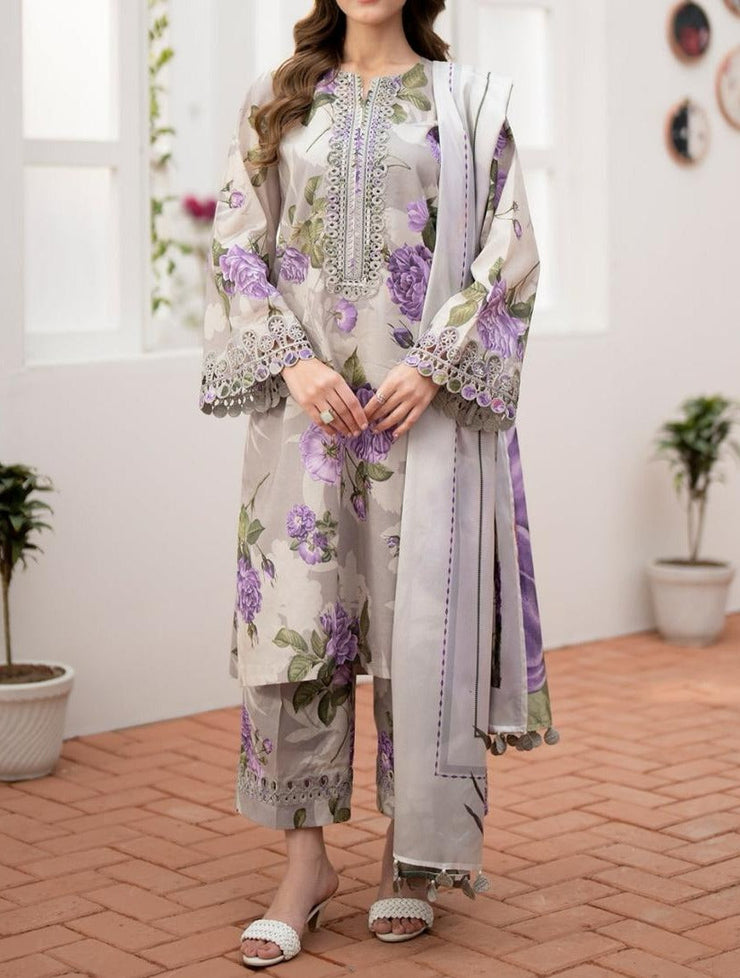 Grace S634-Printed 3pc Lawn dress with Printed lawn dupatta.