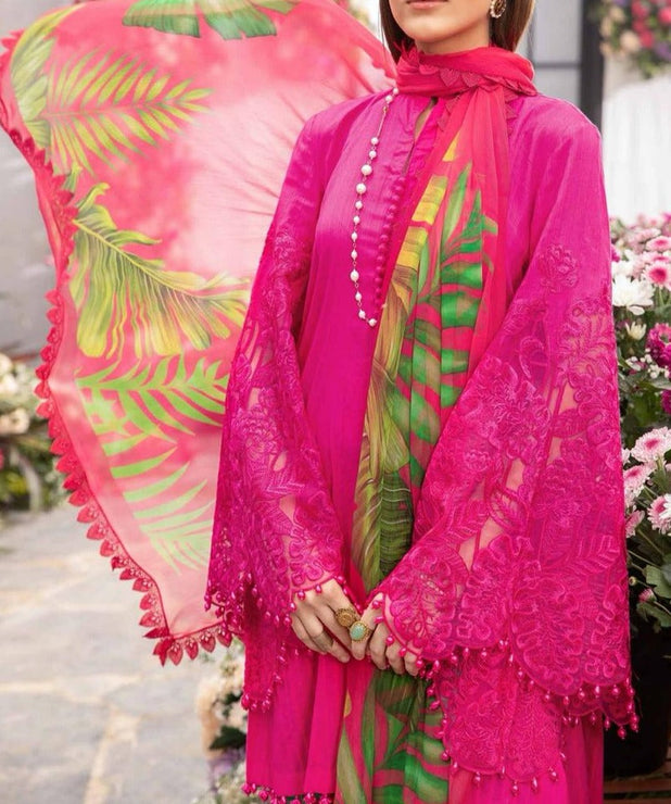 Grace S636-Embroidered 3pc Lawn dress with Printed munar dupatta.