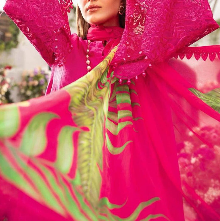 Grace S636-Embroidered 3pc Lawn dress with Printed munar dupatta.