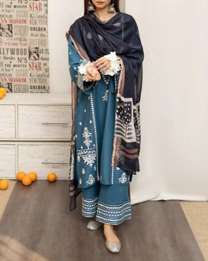 Grace S658-Embroidered 3PC Lawn with Printed munar dupatta.