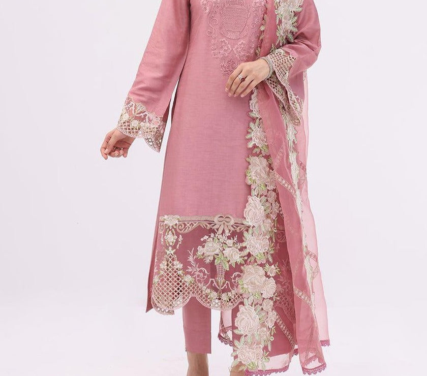 Grace S657-Embroidered 3PC Lawn with Embroidered munar dupatta.