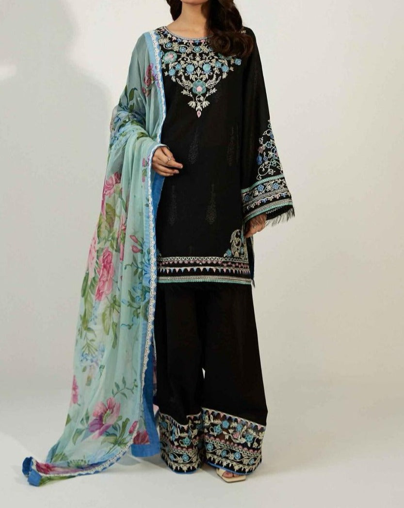 Grace S650-Embroidered 3pc lawn dress with Printed munar dupatta.