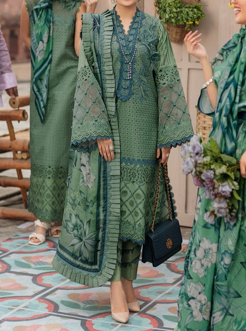 Grace S661-Embroidered 3PC Chickan Lawn with Printed munar dupatta.