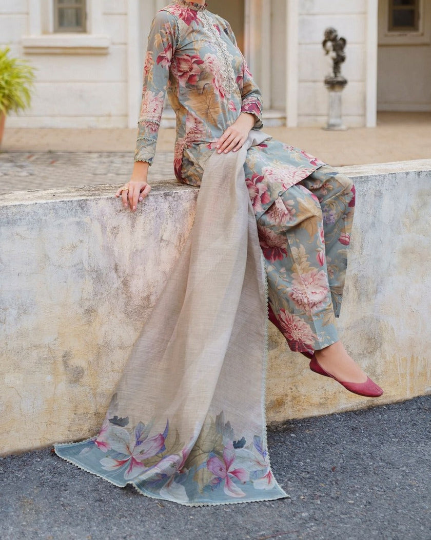 Grace S700-Digital Printed 3pc printed lawn dress with Digital Printed lawn dupatta.